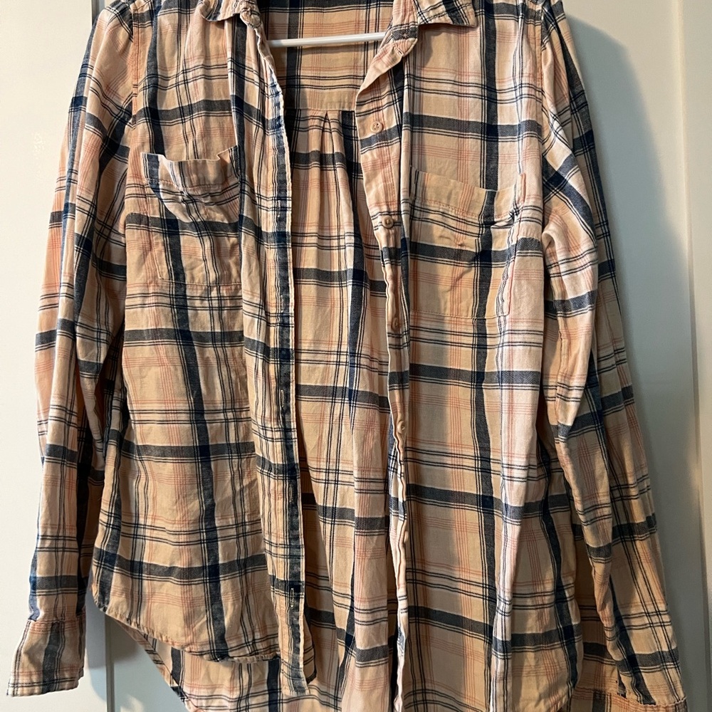 Falls Creek Plaid Button Down Shirt - Blue and Pink